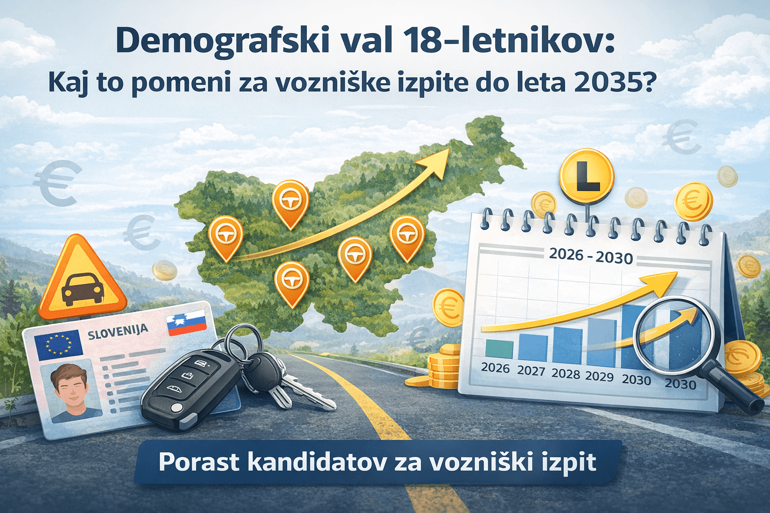 Projekcija rasti 18-letnikov v Sloveniji med 2022 in 2035 ter vpliv na povečanje kandidatov za vozniški izpit kategorije B