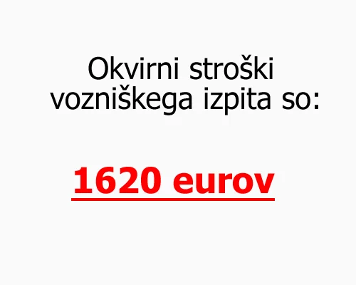 Okvirni stroški za vozniški izpit 1 Okvirni stroški vozniškega izpita